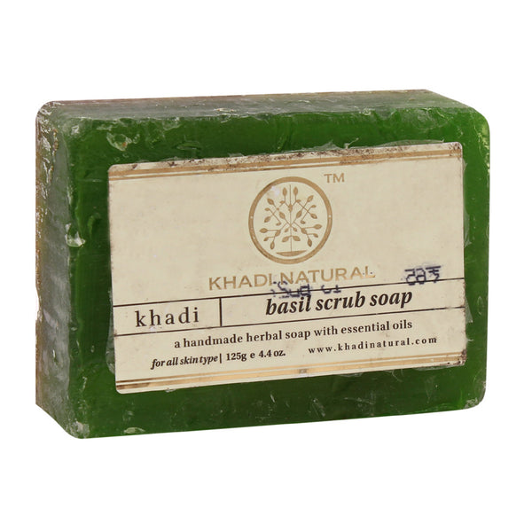 Soaps - Khadi Natural Basil Scrub Soap 125gm