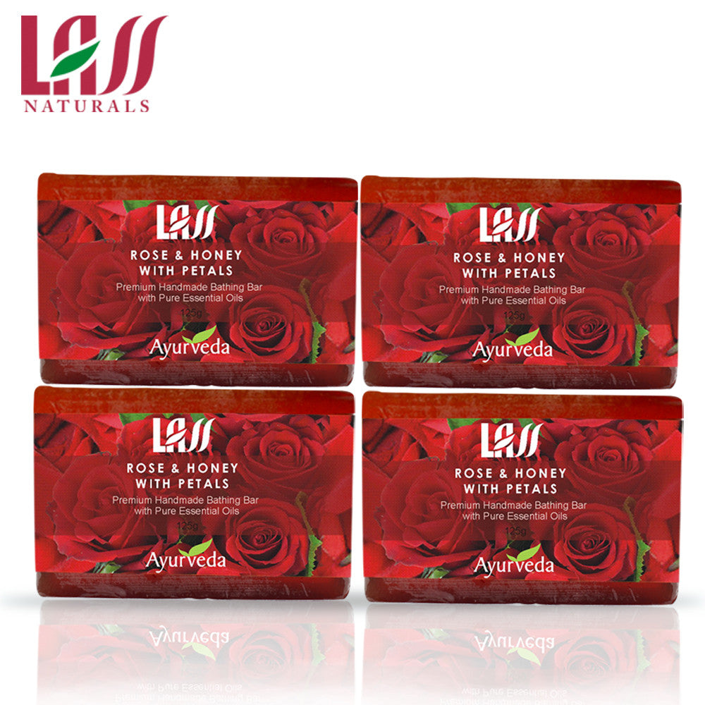 Lass Naturals Rose & Honey With Petals Soap -(Pack of 4)