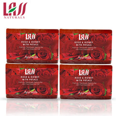 Lass Naturals Rose & Honey With Petals Soap -(Pack of 4)