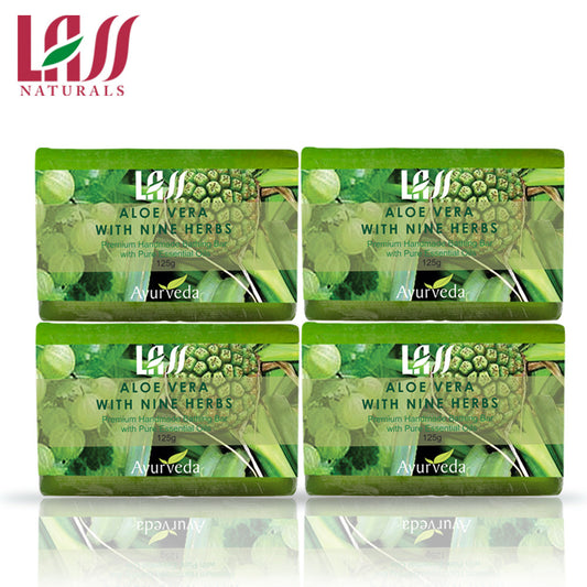 Lass Naturals Aloe Vera 9 Herbs Soap -(Pack of 4)