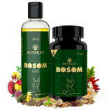 Nutriley Bosom - Breast Enlargement Capsules (60 Capsules) & Enlargement Oil (100 ML)