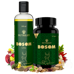 Nutriley Bosom - Breast Enlargement Capsules (60 Capsules) & Enlargement Oil (100 ML)