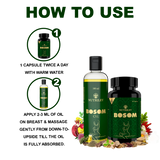 Nutriley Bosom - Breast Enlargement Capsules (60 Capsules) & Enlargement Oil (100 ML)