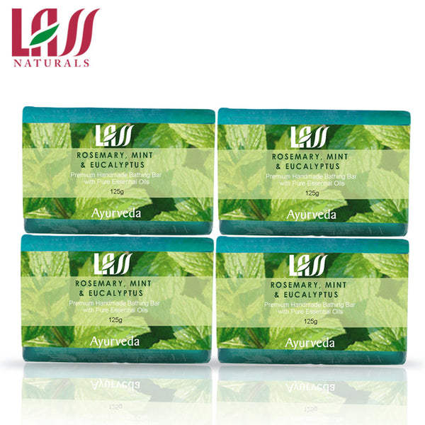Lass Naturals Rosemary Mint Eucalyptus Soap -(Pack of 4)