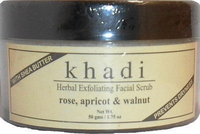 Face Scrub - Khadi Natural Apricot And Walnut Cream Scrub With Rose 50gm